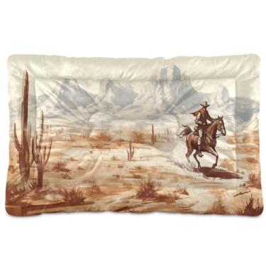 Imagem de SEHANY Cama de cowboy do deserto ocidental para cães e gatos com fundo antiderrapante, caixa de canil, colchão macio para animais de estimação, lavável para cães pequenos, médios e grandes, gatos, 91