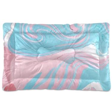 Imagem de Blueangle Camas para animais de estimação com textura de mármore azul-rosa, camas macias para cães ou gatos, ideal para gaiolas de cães, lavagem e secadora na máquina (45,7 cm x 61 cm)