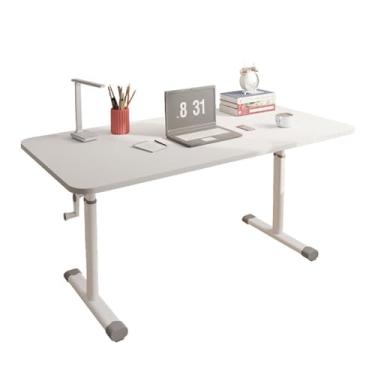 Imagem de HGTRH Mesa ajustável em altura de manivela, mesa de pé manual 80/100/120x60 cm moldura de aço carbono em forma de I 65-85 cm mesa de escrita com alça mesa de escritório em casa 100 x 60 cm