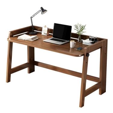 Imagem de Mesa de escritório de madeira maciça, escrivaninha com defletor de 2 engrenagens, altura 64 cm/74 cm, fundo estável, mesa dobrável, mesa de computador, mesa de escritório, mesa de computador, mesa