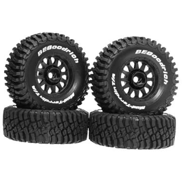 Imagem de simhoa Conjunto de 4 pneus para caminhão RC, acessórios resistentes para projetos DIY, peças de reposição profissionais para modelismo em escala 1/14 e 1/16, Preto