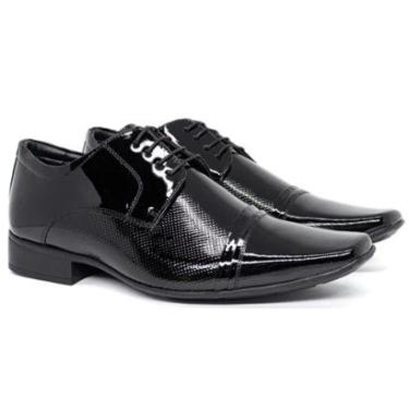 Imagem de Sapato Social Masculino Jota Pe Air Fillipo Couro Legítimo AirBag Macio Verniz com Cadarço 77700-Masculino