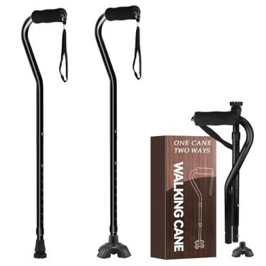 Imagem de YOKABOZE Bengala Dobrável E Leve Para Homens Mulheres, Com Alça Deslocada, Ajustável, Mobilidade Equilíbrio, Idosos, Base Pequena, 32-37"