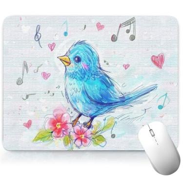 Imagem de Tapete de mesa de pássaro de couro, arte colorida mouse pad teclado de computador mousepad à prova d'água protetor de mesa e capa, tapete de mouse decorativo de couro PU para laptop, decoração de