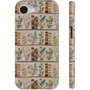 Imagem de DEENAKIN Capa fofa para iPhone 16e - compatível com carregamento sem fio - silicone macio de camada dupla + capa dura - design elegante de flores silvestres - capa de telefone chique para mulheres