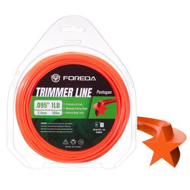 Imagem de FOREDA Corda Weed Eater de 0,095 polegadas, linha de aparador de corda resistente de 100 m, formato de pentágono, 450 g, fio de nylon premium, ajuste universal para aparadores de grama