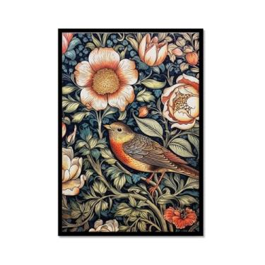 Imagem de William Morris Flower Birds Pavão Poster Kew Gardens Impressão em Tela Pintura Floral Arte de Parede Impressões Botânicas Sala de Estar Decoração de Casa (SKU2,12 x 40,6 cm = (30 x 40 cm), Moldura de