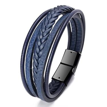 Imagem de Pulseira de punho preta cravejada Boho feita à mão com fio duplo para homens, presentes de Natal, presentes de amizade, mulheres, Medium, Latão, Sem Pedra Preciosa