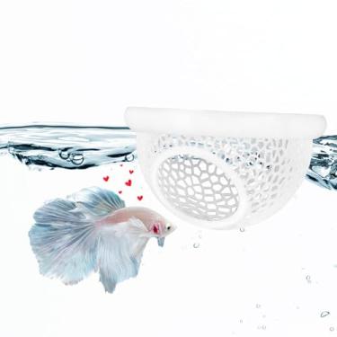 Imagem de Caverna flutuante Betta Hide & Shrimp – Rede de aquário 3 em 1, anel alimentador flutuante e aquários de ponto de descanso