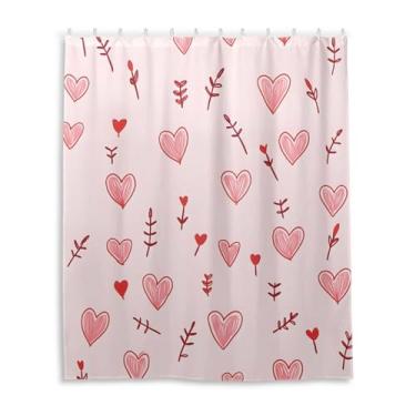 Imagem de Wassud Cortinas de chuveiro com corações e flechas para banheiro à prova d'água conjunto de cortina de chuveiro com 12 ganchos 152 x 182 cm