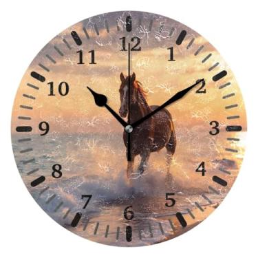 Imagem de CEBUGI 1 cavalo de corrida, 1 relógio de parede, operado por bateria, relógios de parede silenciosos sem tique-taque para cozinha, banheiro, quarto, escritório, decoração 25,4 cm