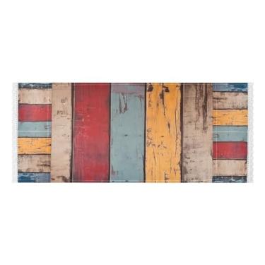 Imagem de Wassud Capas de lavadora e secadora de tábuas de madeira vintage, protetor de lavadora com sacos de armazenamento, capa de geladeira à prova de poeira com bolsos para lavanderia doméstica, cozinha