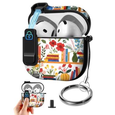 Imagem de Joyleop Capa para Airpods 4 – com trava de segurança linda feminina feminina estética bonita capa protetora contra choque rígido com chaveiro para AirPods 4ª geração 2024, prateleira de flores