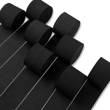 Imagem de PartyWoo Serpentinas De Papel Crepom, 8 Rolos, 199 M, Pacote Com Crepom Preto Fosco Para Festa, Decoração Aniversário, Casamento (4,5 Cm X 24 M/Rolo)