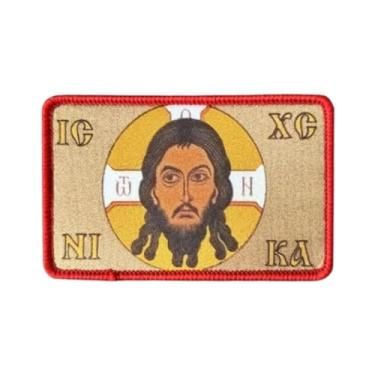 Imagem de Adesivos estampados com Jesus Ortodoxo, Cristo Deus tático Moral Emblema Gancho e Laço Costurado para Roupas, Vestidos, Chapéus, Mochilas