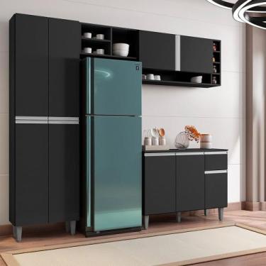 Imagem de Conjunto Vanessa Cozinha Balcão Armário Aéreo Completo Moderno AJL Móv