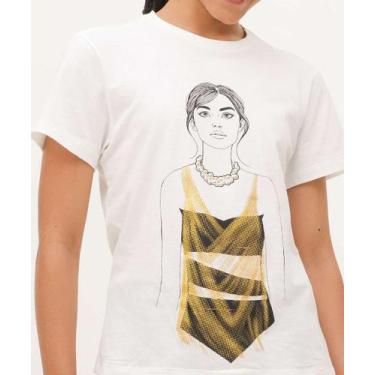 Imagem de Blusa Feminina Estampa Frontal Manga Curta Marisa-08033, Off white, M