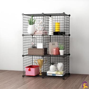 Imagem de Armário Organizador Metálico Preto De 6 Cubos Resistente Aluminio Modu