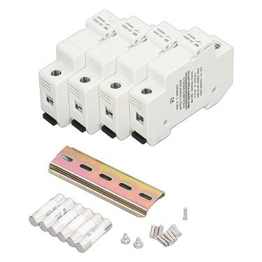 Imagem de LiebeWH Conjunto Solar 32A 1000VDC, Porta-fusível Cilíndrico Com Conectores para Proteção de Circuito Industrial, Kit de Montagem Em Trilho DIN Material PA66, Ampla Aplicação