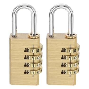 Imagem de PATIKIL Cadeado de combinação de latão, 8 cm de largura, 2 peças, cadeado de combinação sem chave redefinível de 4 dígitos à prova d'água para armário de academia, caixa de ferramentas, bagagem