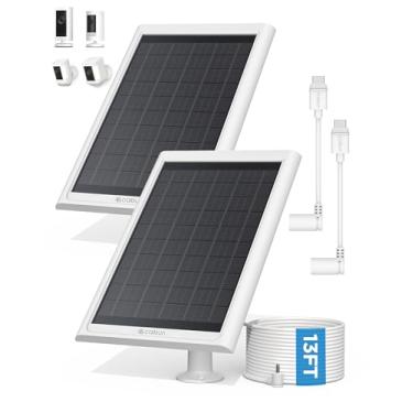 Imagem de Pacote com 2 – Painel solar para câmera de segurança, carregador solar de 6 W para bateria Ring Stick Up/Pro&Ring Spotlight Cam Battery/Plus/Pro, cabo de 3 m IP68 à prova d'água USB-C e portas CC de