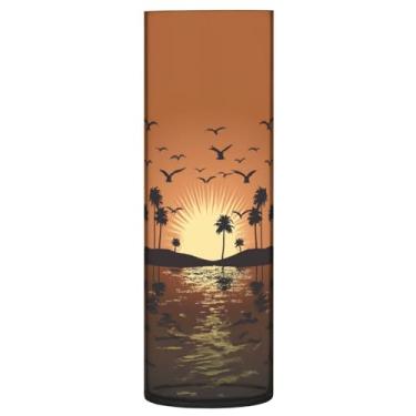 Imagem de JUZIHAI Vaso com estampa de pôr do sol para flores, 9,9 cm x 30 cm, cilindro de plástico, moderno, vaso de flores para centro de mesa de casamento, decoração de casa