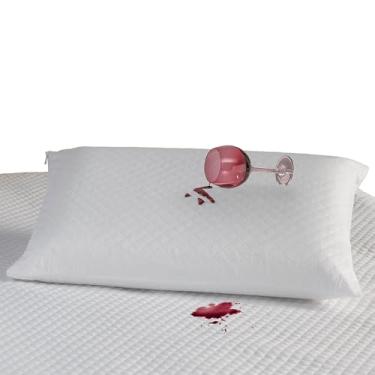 Imagem de Protetor de Travesseiro Impermeável, Microfibra Matelassada, 68x48cm, Branco, com Zíper, 0.2kg