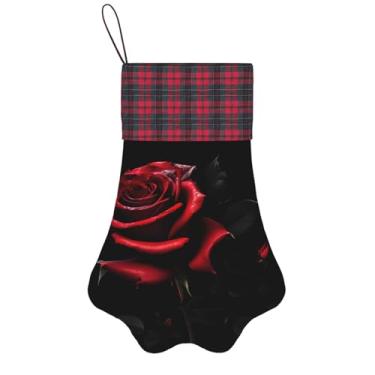 Imagem de SKKNT Meias de Natal estampadas vermelhas e rosas animais de estimação decoração de natal cães gatos árvore decoração doce presente conveniente