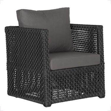 Imagem de 1 Poltrona Madri Alumínio Corda Náutica Estofado 11 Trama Preto