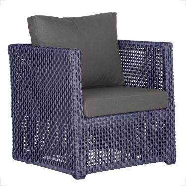 Imagem de 1 Poltrona Madri Alumínio Corda Náutica Estofado 11 Trama Azul