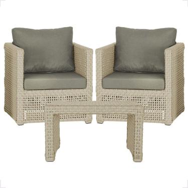 Imagem de Mesa E 2 Poltronas Madri Corda Náutica Estofado 8 Trama Rami
