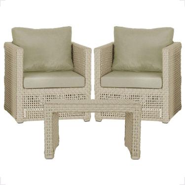 Imagem de Mesa E 2 Poltronas Madri Corda Náutica Estofado 7 Trama Rami