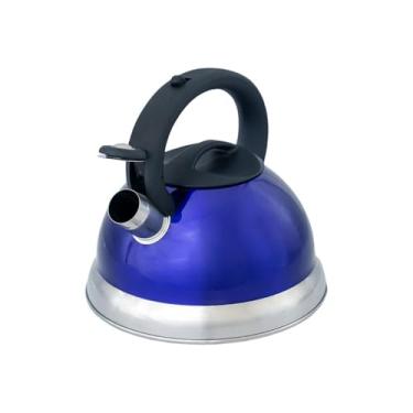 Imagem de Chaleira Azul em Inox com Apito – Design Moderno e Uso em Indução