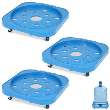 Imagem de Wenceda Pacote com 3 Dolly Balde de 5 Galões com Rodízios Giratórios de 360°, Suporte de Jarro de Garrafa de Água de 5 Galões Resistente, Motores de Vaso de Flores de Jardim, Carrinho Balde para
