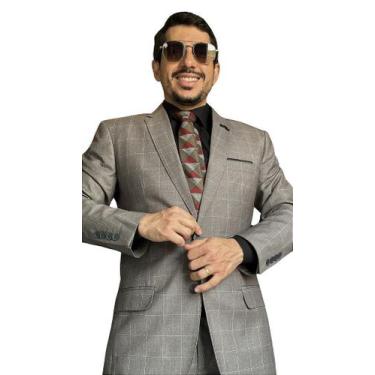 Imagem de Terno Masculino Slim Cáqui com Padrão Príncipe de Gales - T&C, Cinza, 