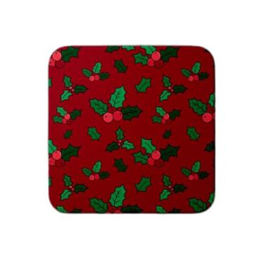 Imagem de Ladrilho Decorativo de Cerâmica Padrão Natal com Folhas de Holly e Bagas