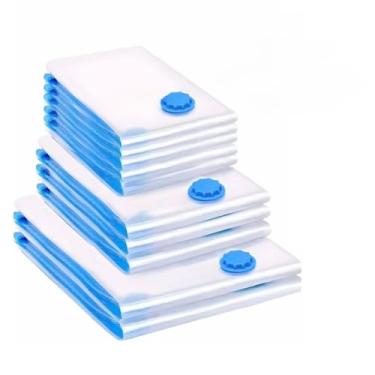 Imagem de Kit Saco a Vacuo Organizador 50x60 60x80 70x110 Viagem Medidas Inclui Bomba Elétrica Manual(10 Sacos (M, G e GG))