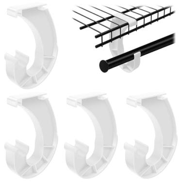 Imagem de 4 peças de suporte de haste de armário suspenso em forma de J, haste de pendurar para pendurar roupas, suporte de haste de suspensão branca de plástico, haste suspensa de prateleira de armário 3/4