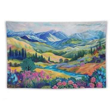 Imagem de Cowboy On Horse In Red Mountain Landscape Wall Tapestry Western Rustic Decor Desert Art For Living Room Dorm Country Style Hanging Accent Lively Outdoor Scene60 x90 Tapeçarias