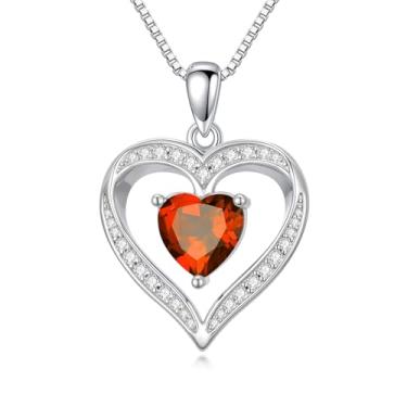 Imagem de WYDDO Colares de coração com pedra do mês de nascimento para mulheres, mãe, esposa, pedra do mês de nascimento e coração, joias, presentes para sua esposa, filha, mãe, One Size, Base, Pedra do mês de