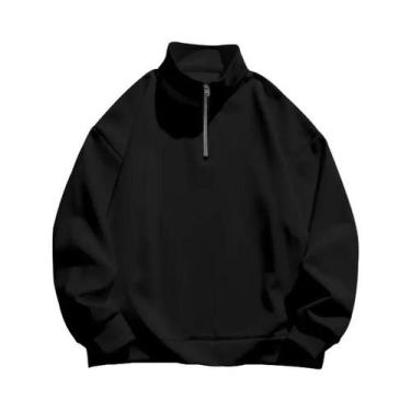 Imagem de Moletom Masculino De Fleece Com Gola Alta E Zíper Frontal, Manga Longa