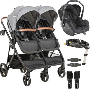Imagem de Carrinho Kiddo de Gemeos Bebe Conforto Base ISOFIX Cosmos Grafite