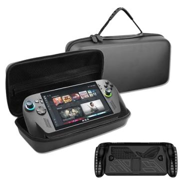 Imagem de Qumusaa ROG XBOX ALLY X Conjunto de estojo de transporte, estojo de transporte PU e capa protetora de silicone, bolsa de armazenamento de viagem rígida compatível com console portátil de jogos rog