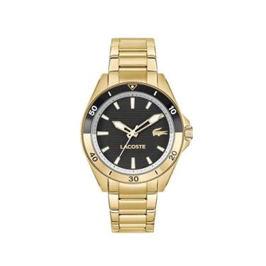 Imagem de Lacoste Relógio masculino de quartzo Mainsail - 3 ponteiros - design esportivo e versátil - presente para ele - 42 mm, Banhado a ouro