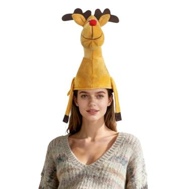 Imagem de Greenery-GRE Cute Plush Reindeer Christmas Hat Funny Antlers Moose Headwear Holiday Xmas Halloween Costume Party Accessory for Women Men (Reindeer Style Hat, One Size)