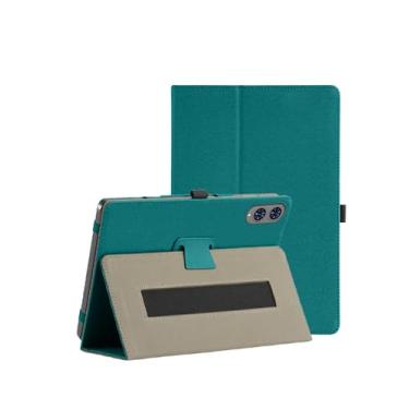 Imagem de Capa para tablet TECLAST T65 de 13,4 polegadas, capa dobrável de couro PU com suporte para caneta e alça de pulso, portátil para viagens de negócios (verde escuro)