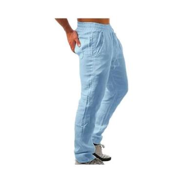 Imagem de Calças De Moletom Masculinas De Verão Em Algodão Respirável, Cor Sólid