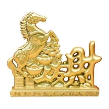 Imagem de WeiLaiKeQi Estátua de Cavalo Ornamental de Mesa Dourada Artesanal Feng Shui Esculturas de Cavalo Chinês para Decoração de Sala de Estar, Escritório e Quarto