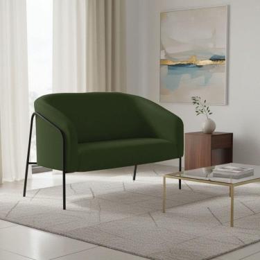 Imagem de Sofá 2 Lugares Namoradeira Stella Base Industrial Alta Preta Sintético Pu D03 - D`rossi Verde