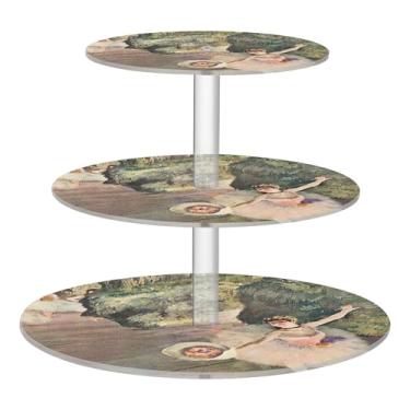 Imagem de Edgar Degas Prints Rehearsal On Stage 3 camadas suporte de cupcake para festa exibição de acrílico copo bolo torre suprimentos bandeja de servir mesa deserto exibição bolo comida aniversário casamento